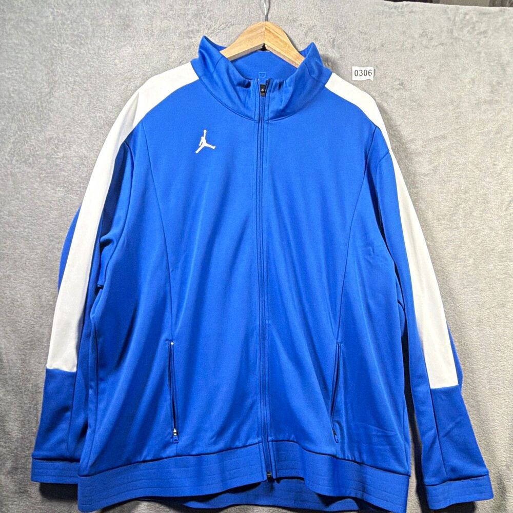 Jordan Men’s Blue/White Colorblock Track Jacket 2XL Regular Full Zip Mock Neck